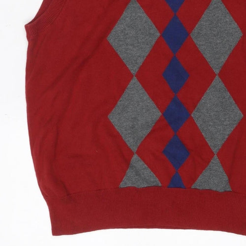 Saddlebred Men’s Red M Argyle Knit Sleeveless Crew Neck Jumper Vest