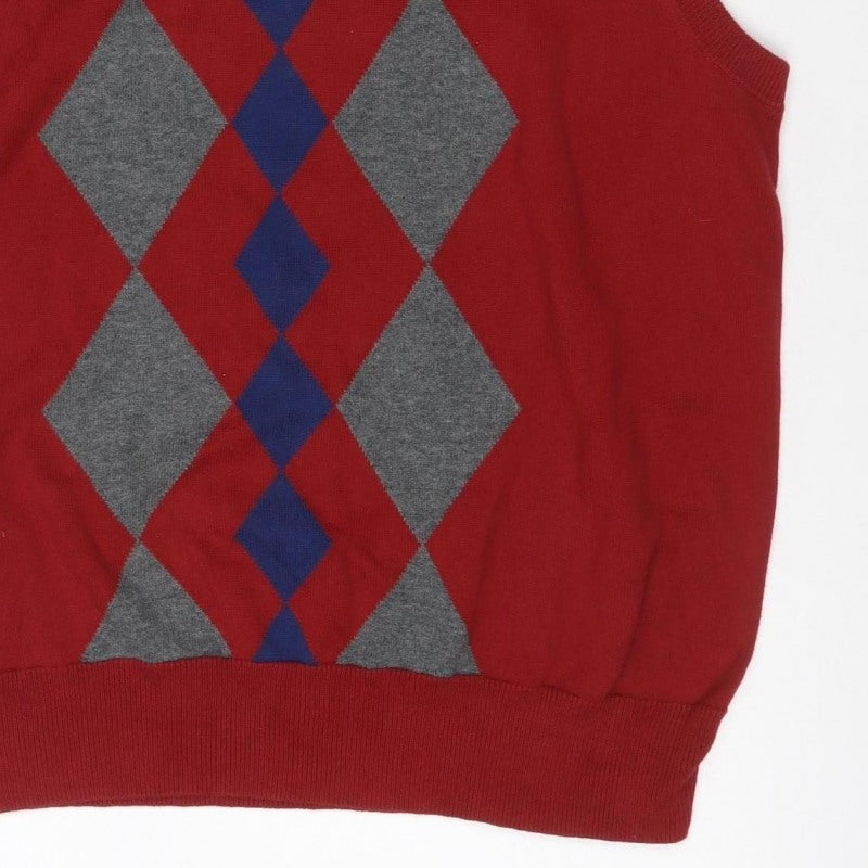 Saddlebred Men’s Red M Argyle Knit Sleeveless Crew Neck Jumper Vest