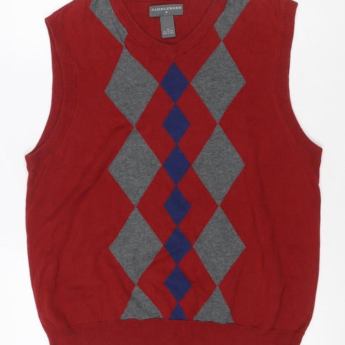 Saddlebred Men’s Red M Argyle Knit Sleeveless Crew Neck Jumper Vest