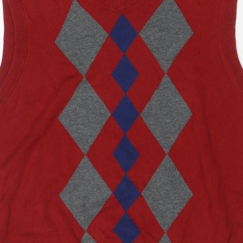 Saddlebred Men’s Red M Argyle Knit Sleeveless Crew Neck Jumper Vest