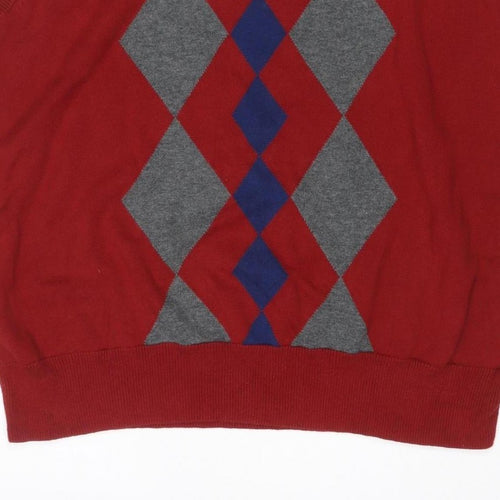 Saddlebred Men’s Red M Argyle Knit Sleeveless Crew Neck Jumper Vest