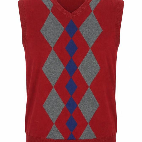 Saddlebred Men’s Red M Argyle Knit Sleeveless Crew Neck Jumper Vest