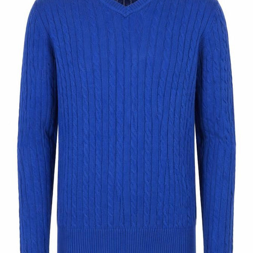Jones New York Sport Men’s Blue L Cable Knit V-Neck Cashmere Jumper