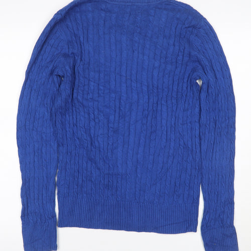 Jones New York Sport Men’s Blue L Cable Knit V-Neck Cashmere Jumper