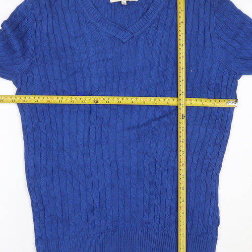 Jones New York Sport Men’s Blue L Cable Knit V-Neck Cashmere Jumper