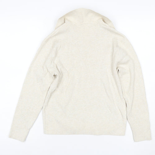 UNIQLO Women Ivory M Rib Knit Collared Long Sleeve Pullover Jumper