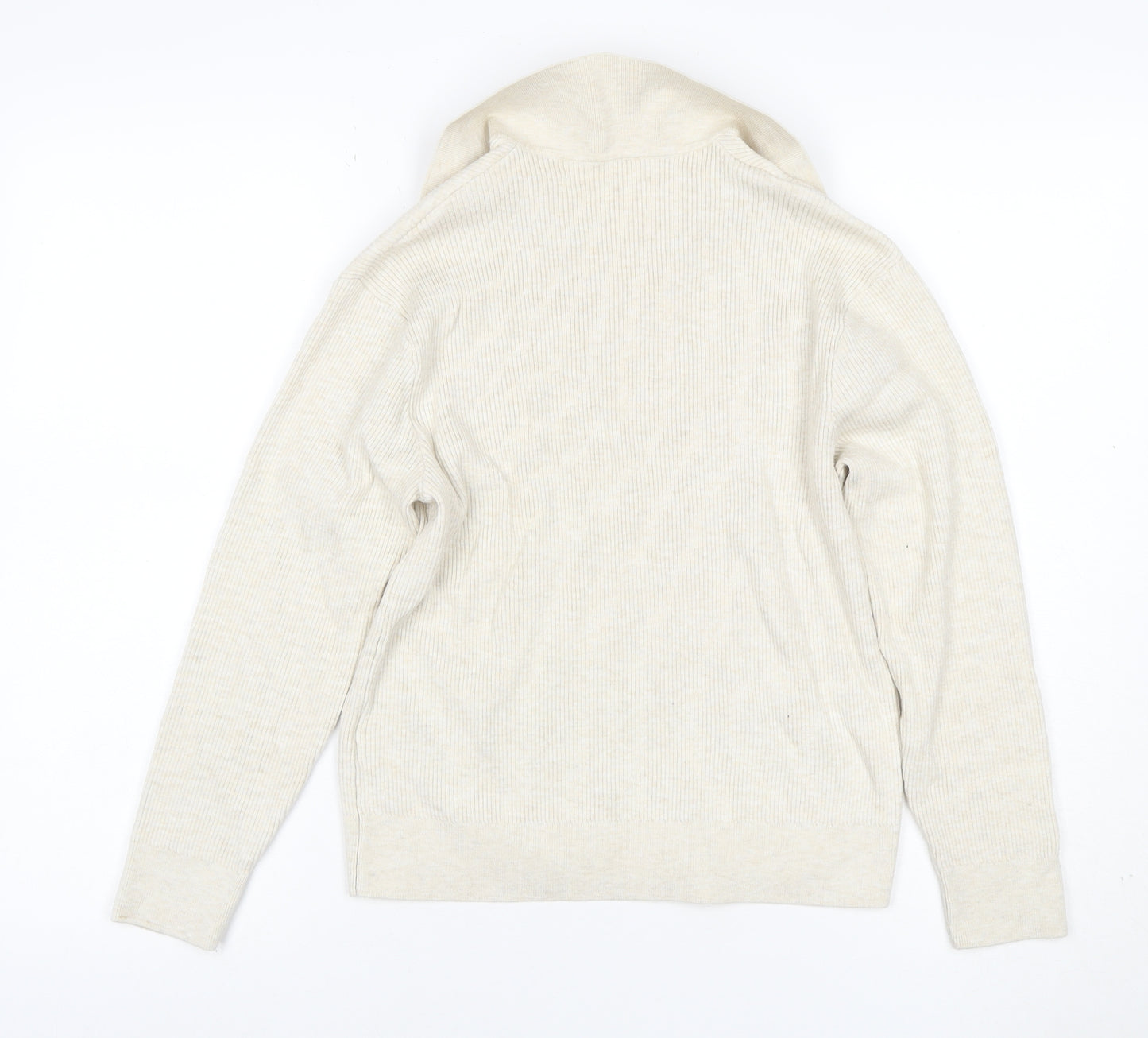 UNIQLO Women Ivory M Rib Knit Collared Long Sleeve Pullover Jumper