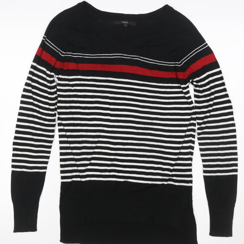 Next Women’s Black Red White Striped Knit Jumper UK 8 Pullover