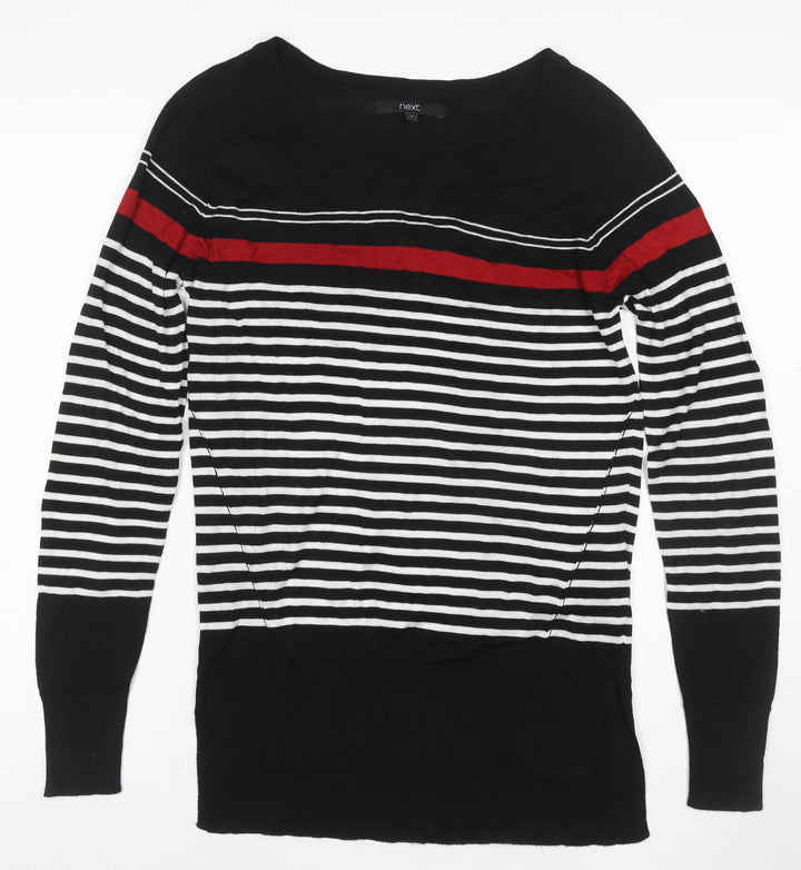 Next Women’s Black Red White Striped Knit Jumper UK 8 Pullover