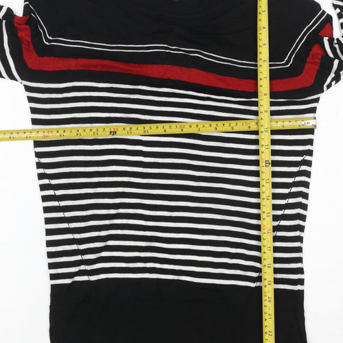Next Women’s Black Red White Striped Knit Jumper UK 8 Pullover