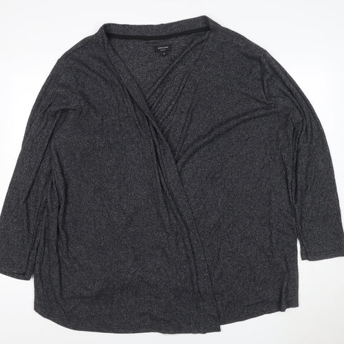 JD Williams Women Black Size 24 Wrap Cardigan V-Neck 3/4 Sleeve