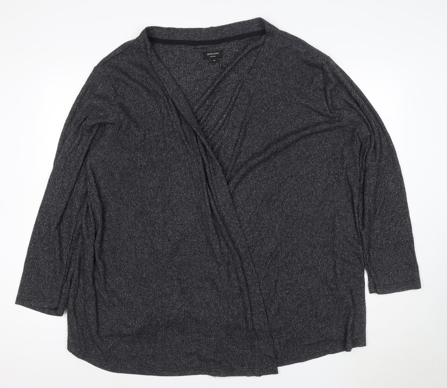 JD Williams Women Black Size 24 Wrap Cardigan V-Neck 3/4 Sleeve