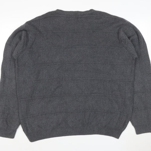 Arrow USA 1851 Men's Grey L Crew Neck Geometric Cotton Jumper