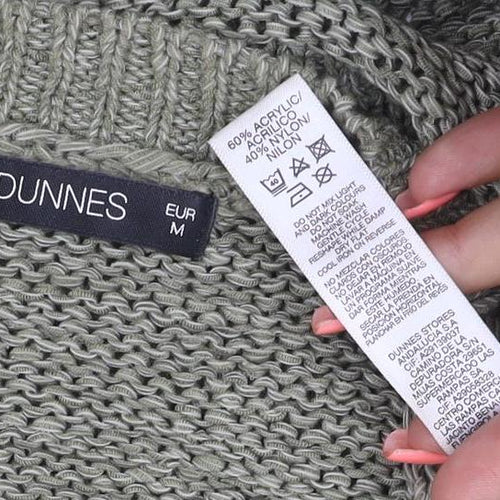 Dunnes Women Green M V-Neck Chunky Knit Raglan Sleeve Jumper