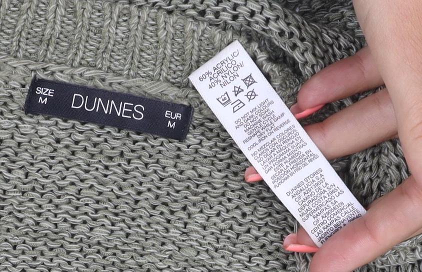 Dunnes Women Green M V-Neck Chunky Knit Raglan Sleeve Jumper