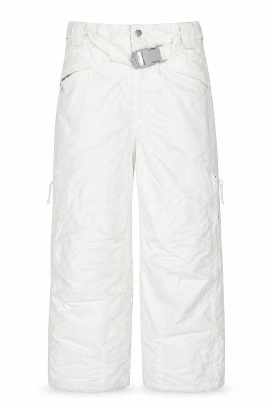 Front view of Trespass boys’ white 7-8 years tp50 waterproof ski snow trousers