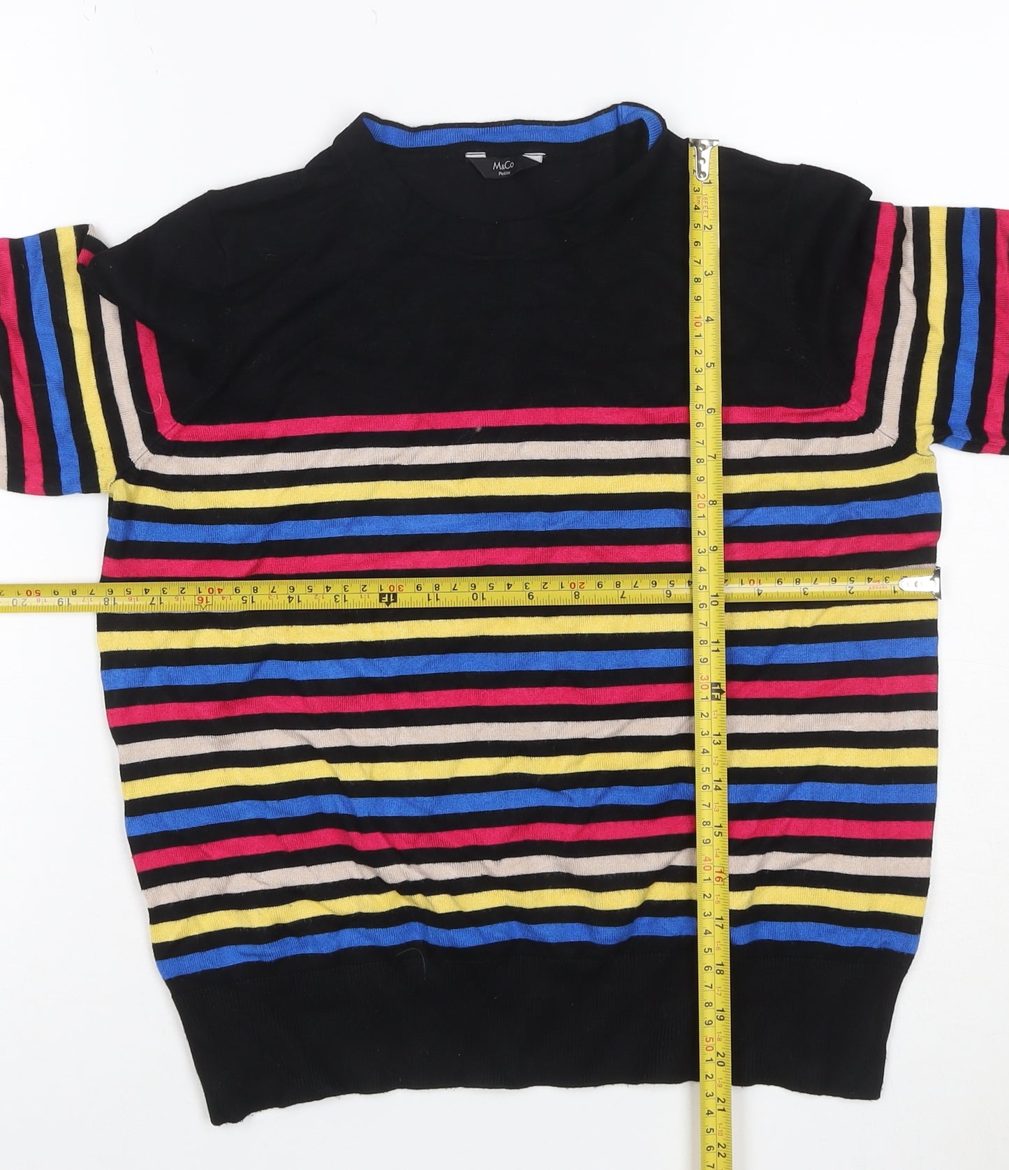 M&Co Petite Women’s Multicoloured Striped Knit Jumper UK 14