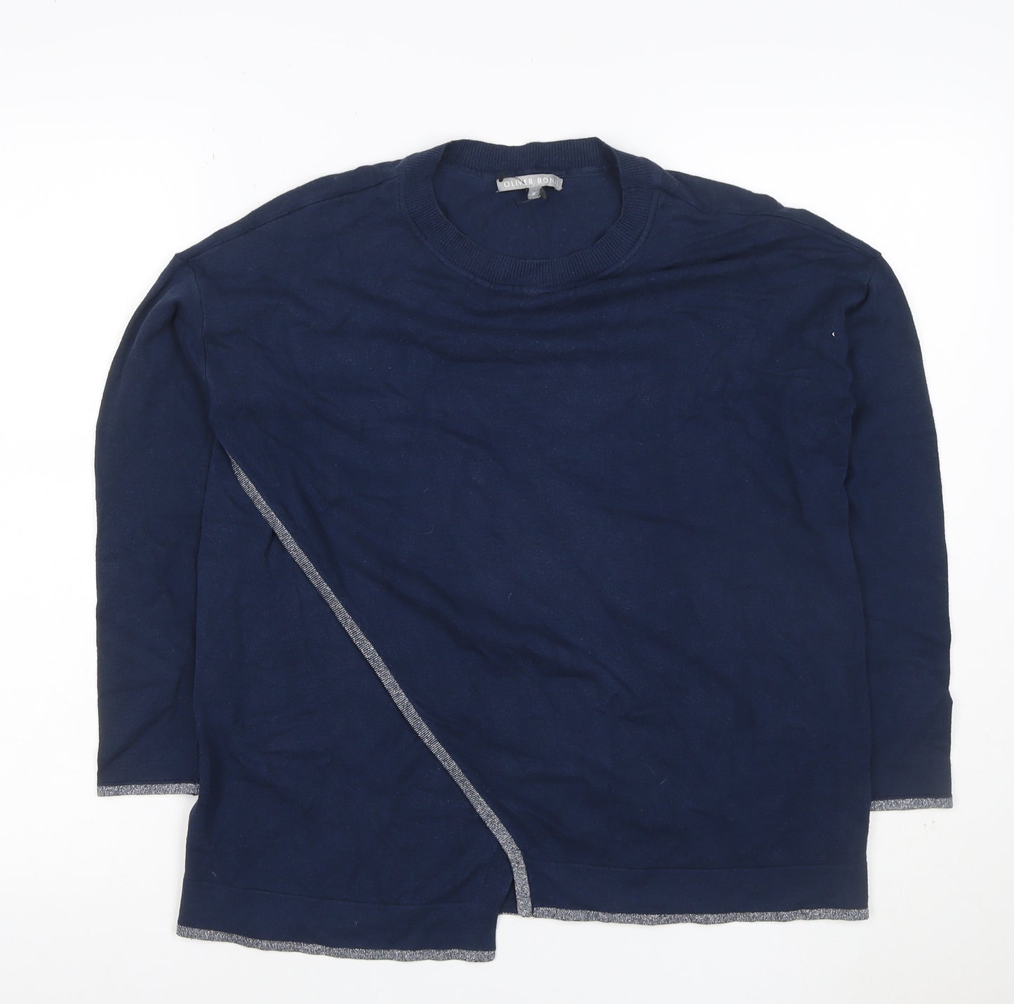 Oliver Bonas Women’s Navy Size 8 Asymmetric Tunic Jumper Metallic Trim