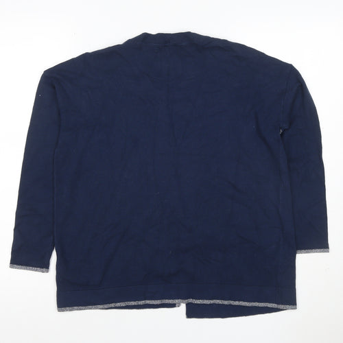 Oliver Bonas Women’s Navy Size 8 Asymmetric Tunic Jumper Metallic Trim
