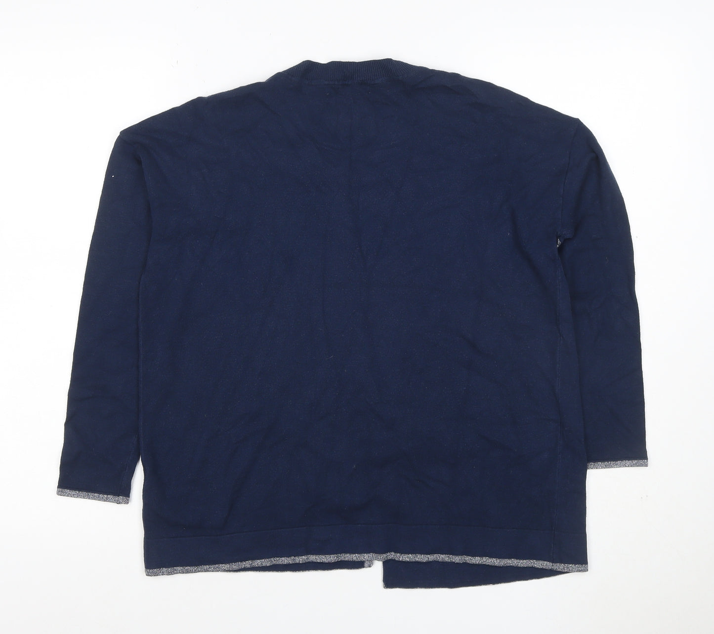 Oliver Bonas Women’s Navy Size 8 Asymmetric Tunic Jumper Metallic Trim