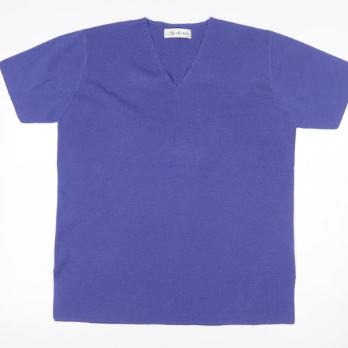 Berkertex Women Purple UK 16 V-Neck Short Sleeve Knit Top