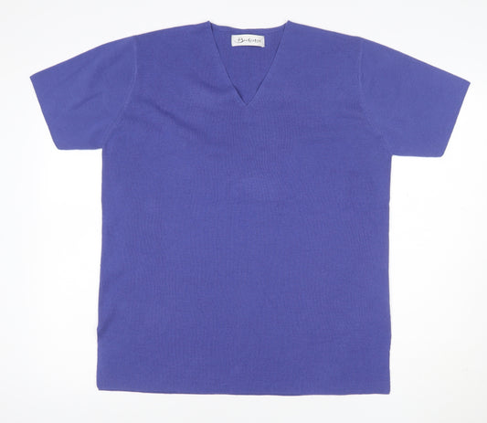 Berkertex Women Purple UK 16 V-Neck Short Sleeve Knit Top