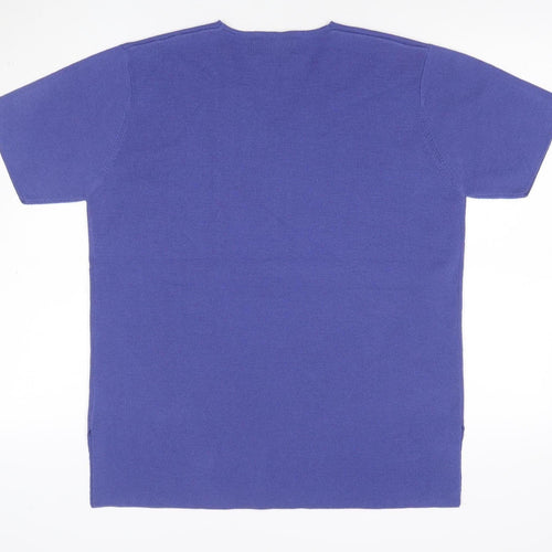 Berkertex Women Purple UK 16 V-Neck Short Sleeve Knit Top