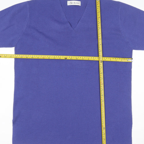 Berkertex Women Purple UK 16 V-Neck Short Sleeve Knit Top