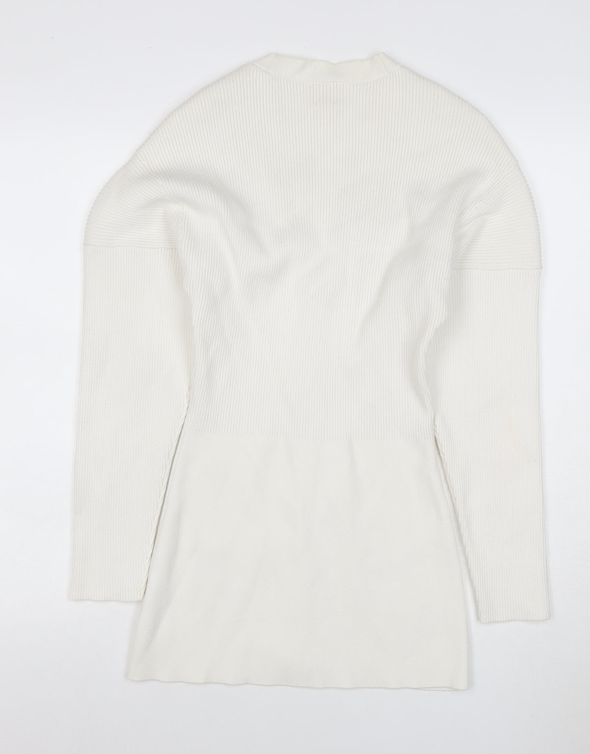 H&M Women Ivory XS Rib Knit V-Neck Button Cardigan