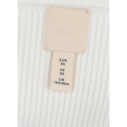 H&M Women Ivory XS Rib Knit V-Neck Button Cardigan