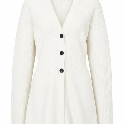 H&M Women Ivory XS Rib Knit V-Neck Button Cardigan