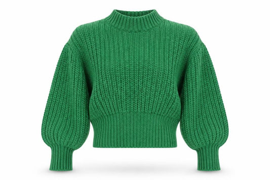 H&M Women Green S Chunky Rib Knit High Neck Raglan Jumper