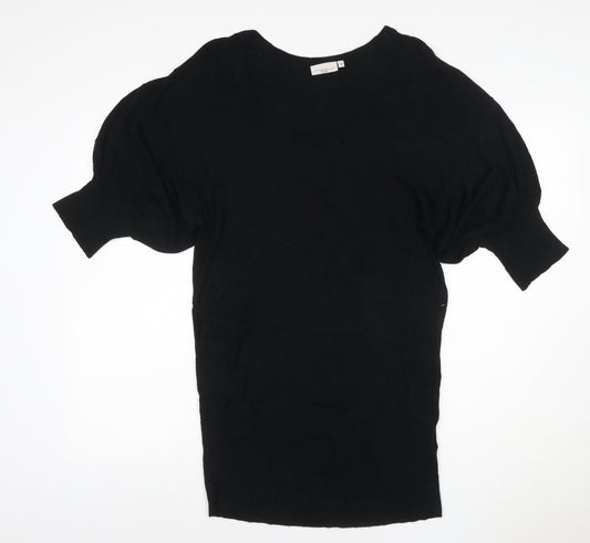 New Look Women Black Size 16 Puff Sleeve Viscose Knit Jumper