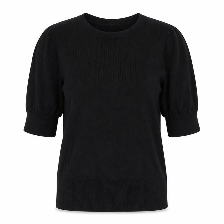 New Look Women Black Size 16 Puff Sleeve Viscose Knit Jumper