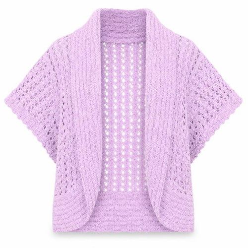 Roman Originals Womens Purple M Open Knit Short Sleeve Cardigan