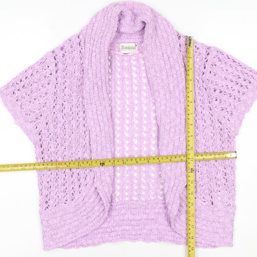 Roman Originals Womens Purple M Open Knit Short Sleeve Cardigan