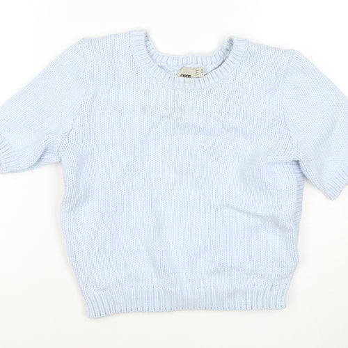 ASOS Women Blue UK 10 Chunky Knit Short Sleeve Crew Neck Jumper