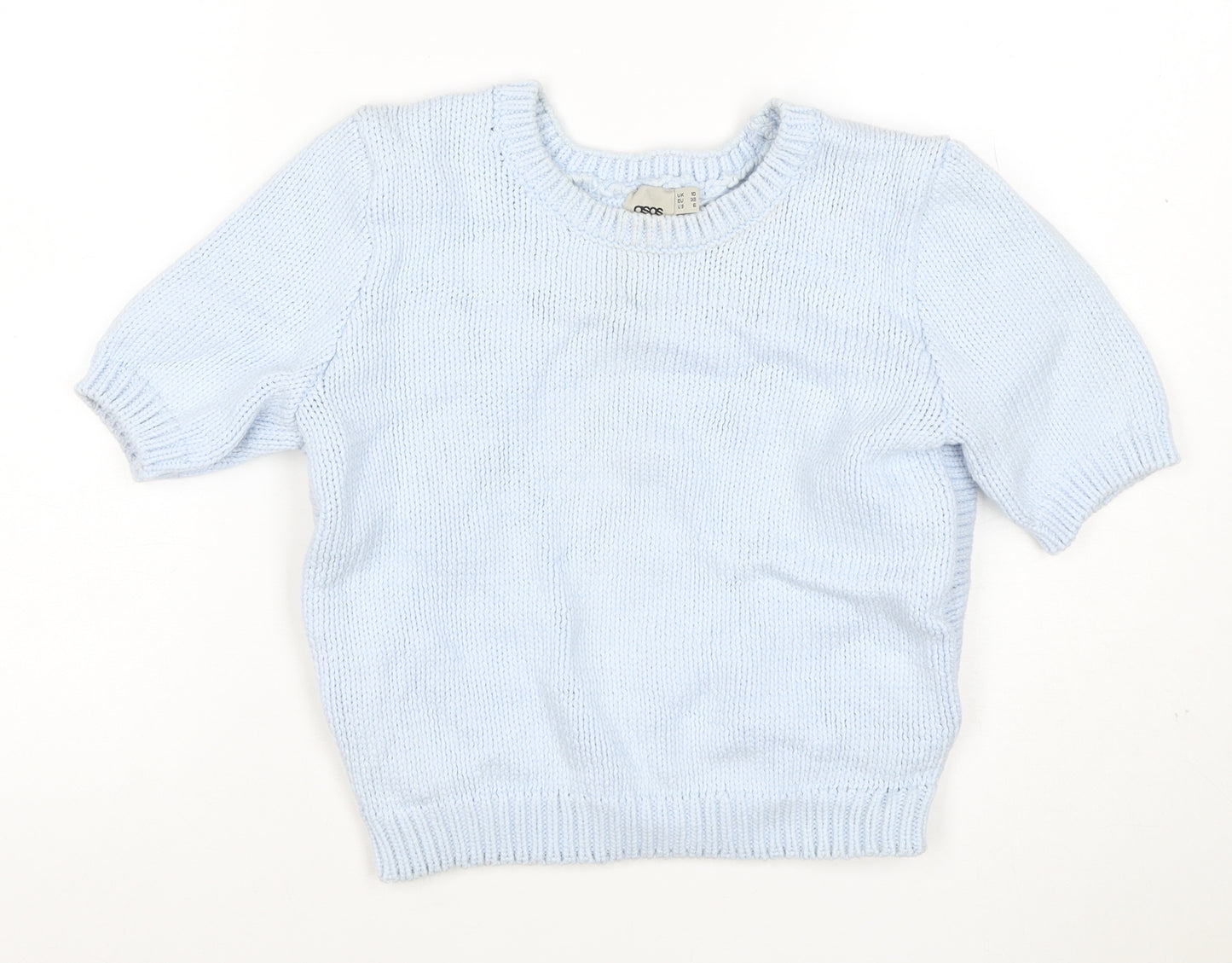 ASOS Women Blue UK 10 Chunky Knit Short Sleeve Crew Neck Jumper