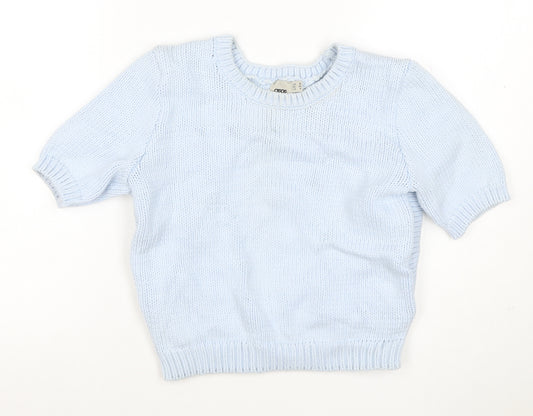 ASOS Women Blue UK 10 Chunky Knit Short Sleeve Crew Neck Jumper