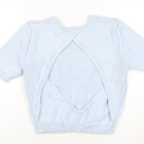 ASOS Women Blue UK 10 Chunky Knit Short Sleeve Crew Neck Jumper