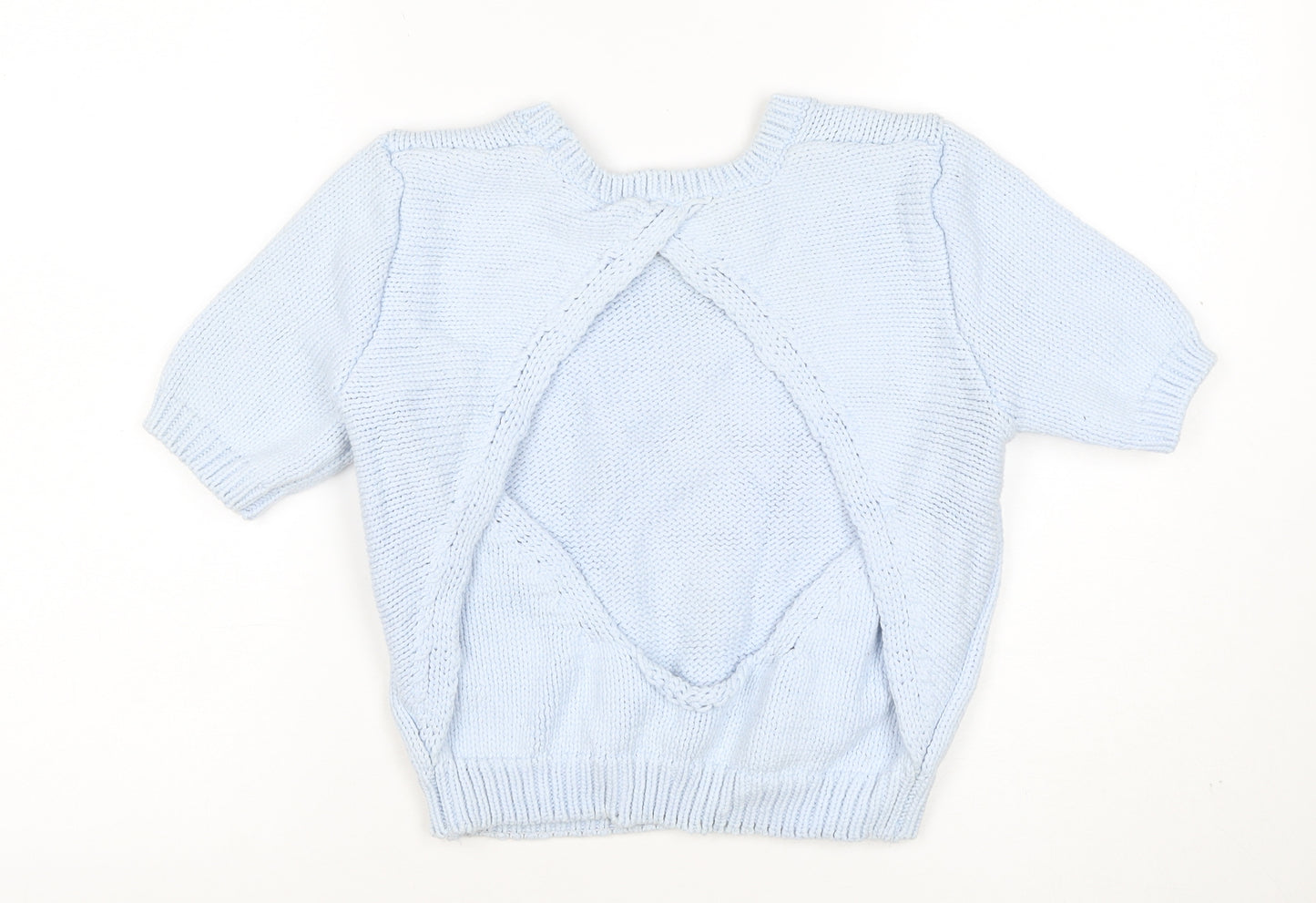 ASOS Women Blue UK 10 Chunky Knit Short Sleeve Crew Neck Jumper