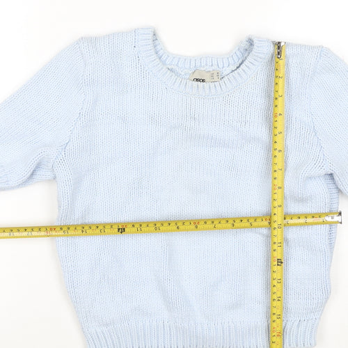 ASOS Women Blue UK 10 Chunky Knit Short Sleeve Crew Neck Jumper