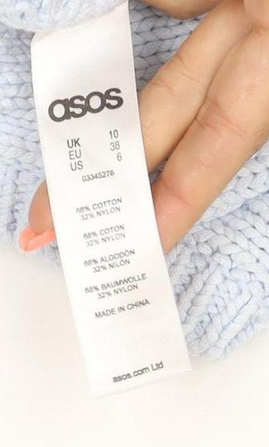 ASOS Women Blue UK 10 Chunky Knit Short Sleeve Crew Neck Jumper