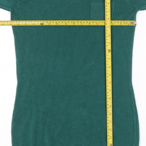 Dorothy Perkins Women Green UK 10 Knit Jumper Dress Pocket