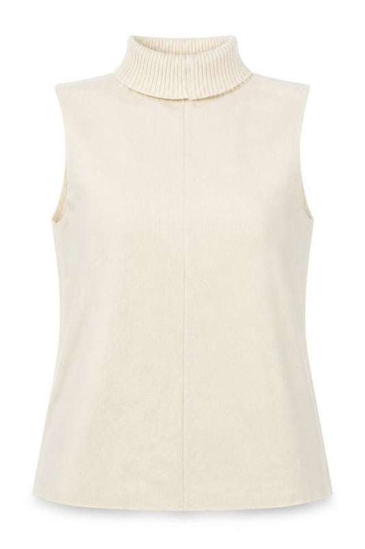 Zara Women Ivory S Sleeveless Roll Neck Ribbed Knit Tank Top