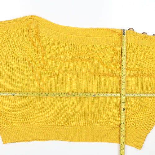 Desigual Women Yellow UK 10 Round Neck Button Raglan Knit Jumper
