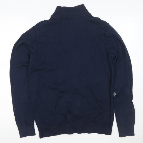 Indicode Men’s Blue M Full Zip High Neck Cotton Blend Jumper