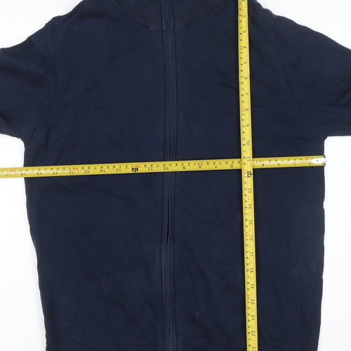 Indicode Men’s Blue M Full Zip High Neck Cotton Blend Jumper