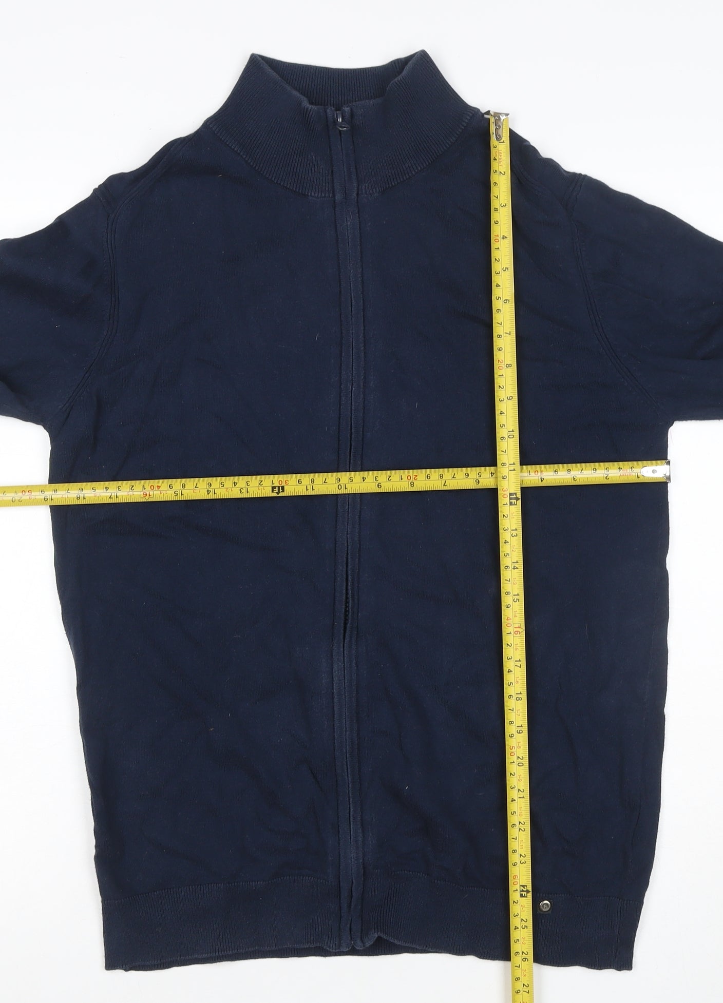 Indicode Men’s Blue M Full Zip High Neck Cotton Blend Jumper