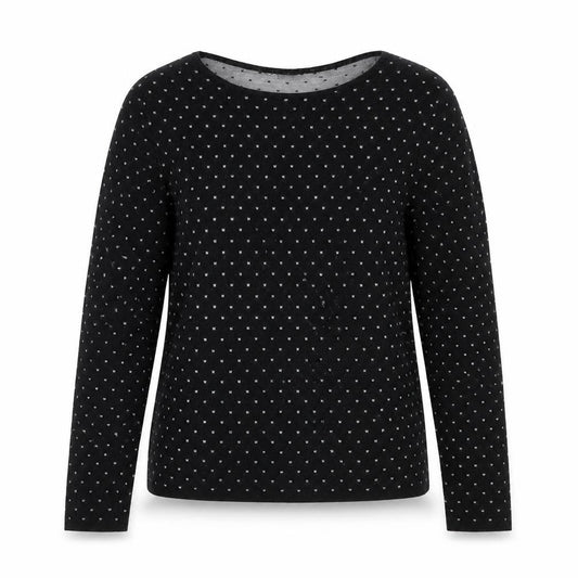 Emme Marella Women’s Black Grey Spot Knit Jumper Size S Long Sleeve